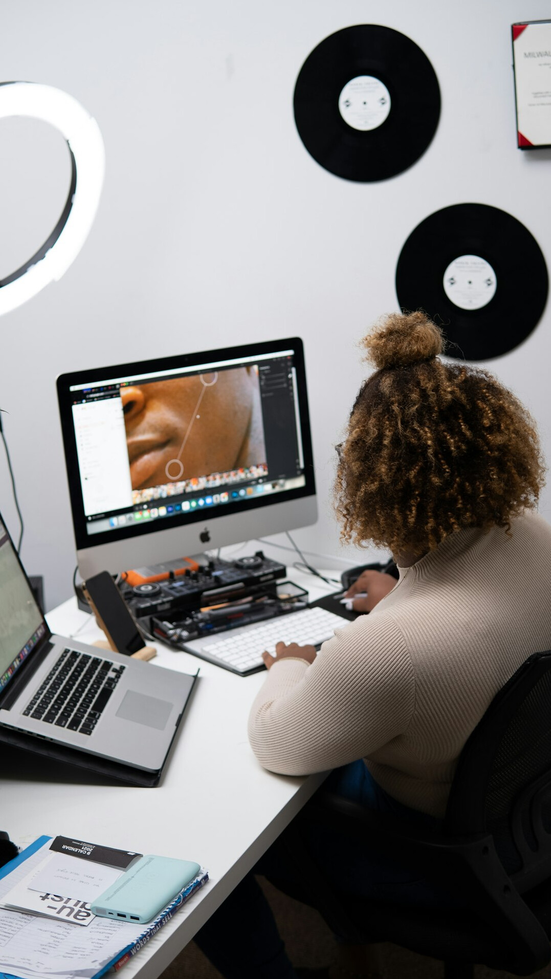 video editor at computer