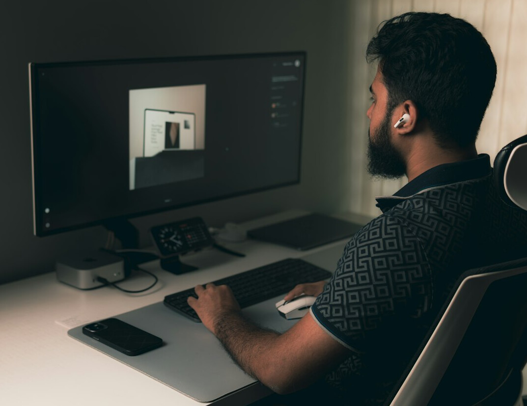 video editor at computer